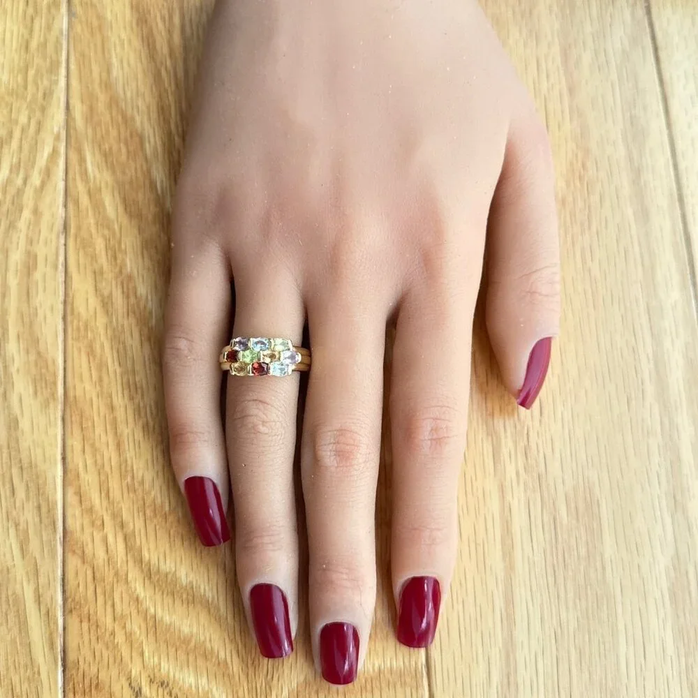 Gold‎ Colored Multi-Stones Ring